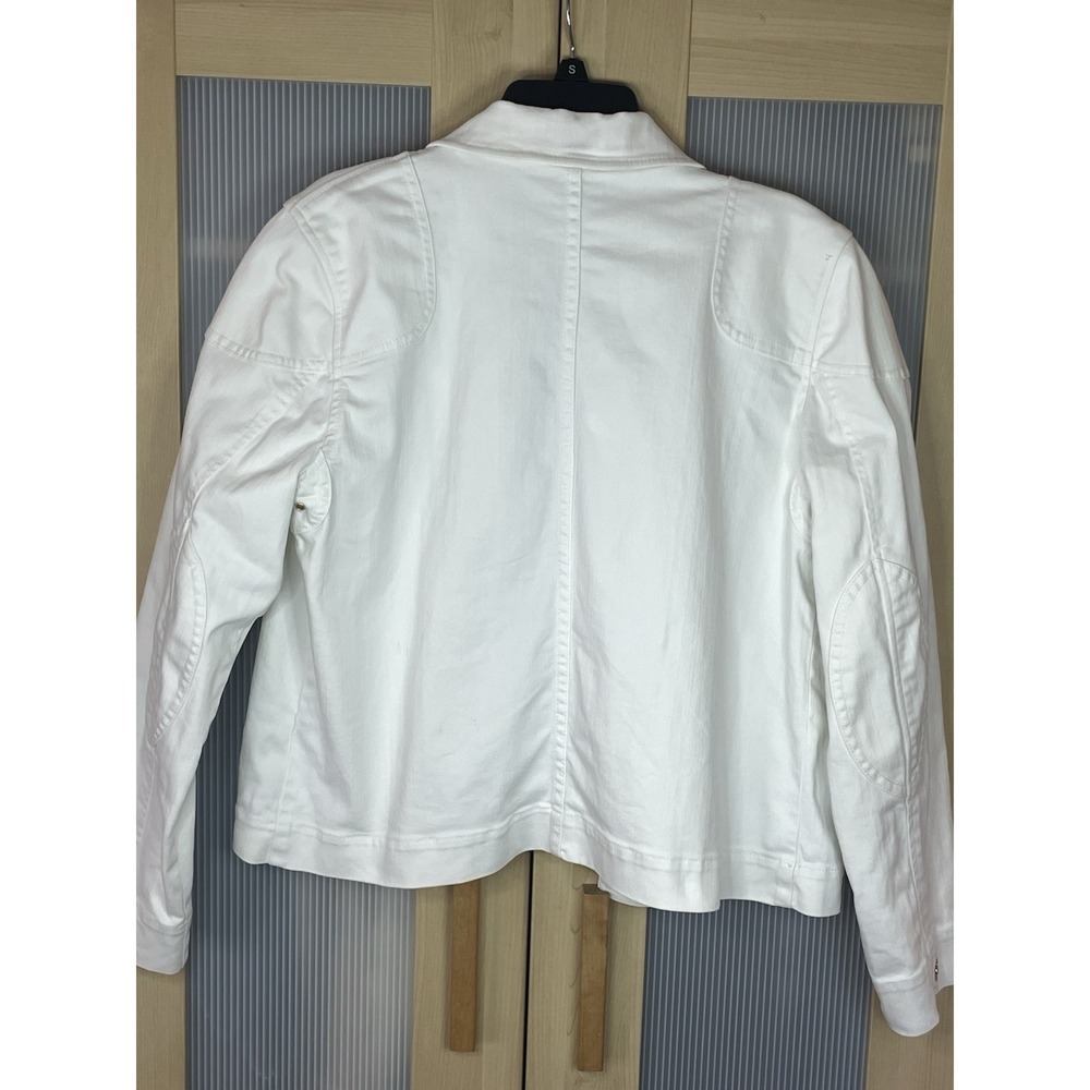 Ralph Lauren White Denim Jacket Nautical Utility L Equestrian Gold Buckle Luxury - Picture 9 of 10